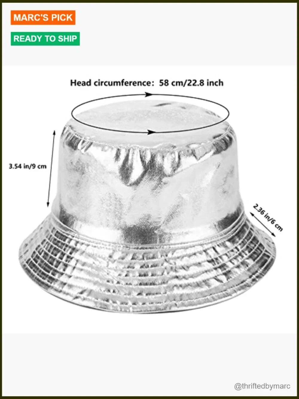 Metallic Bucket Hat Reversible Packable Sun Hat Unisex